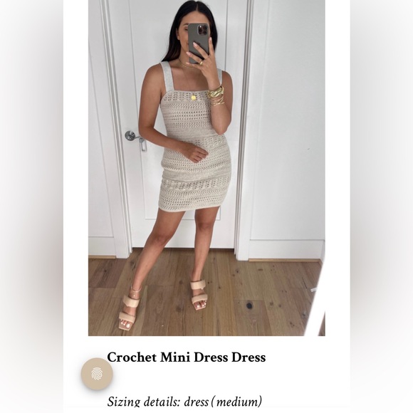 Beige Crochet Mini Dress Abercrombie & Fitch x Dede & Emily collection - Picture 3 of 5